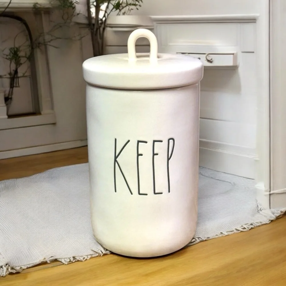 Rae Dunn Tall KEEP Storage Canister Lid That Seals Mint Condition Collectible
